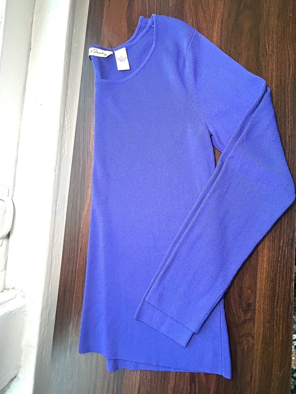 French Laundry Cobalt Knit Top, Stretchy & Soft Raylon-Nylon Blend, Women Large